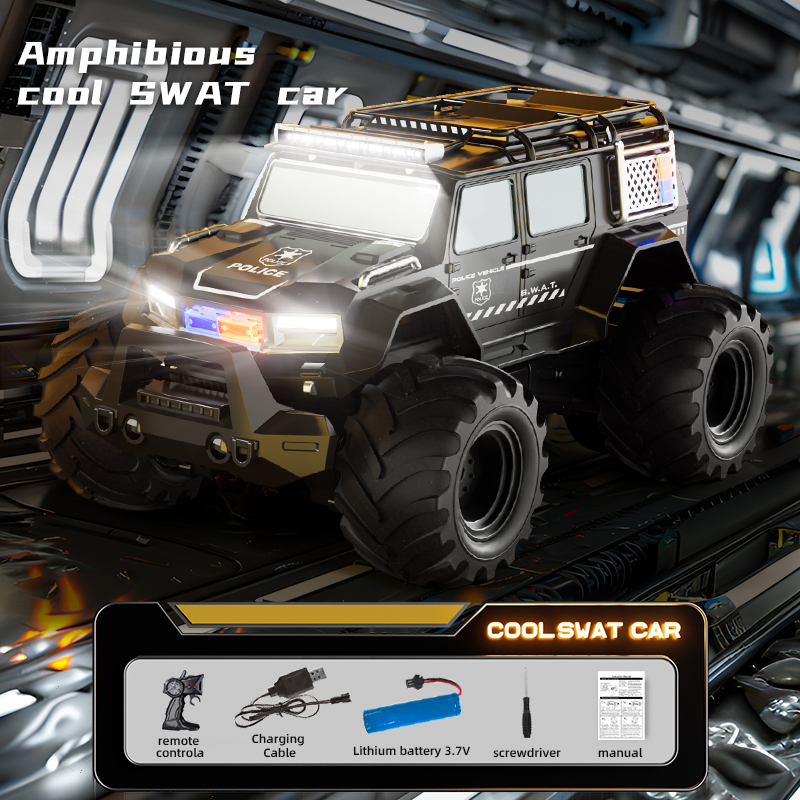 Kids Toys Electric Car - RC Police Cars Amphibious Vehicle 2.4G